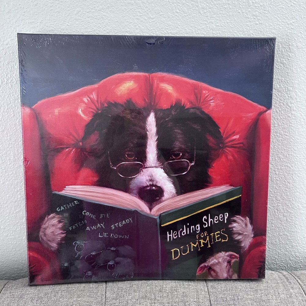 Herding Sheep for Dummies – Whimsical Dog Canvas Art by Empire Art Direct